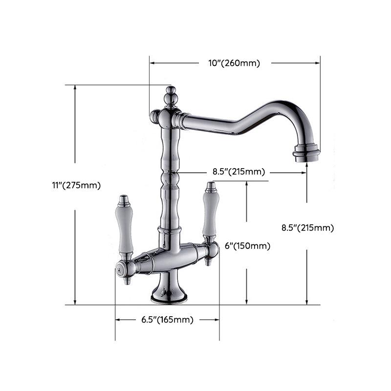 Traditional Kitchen Bar Faucet Double Handle High Arch NALANI