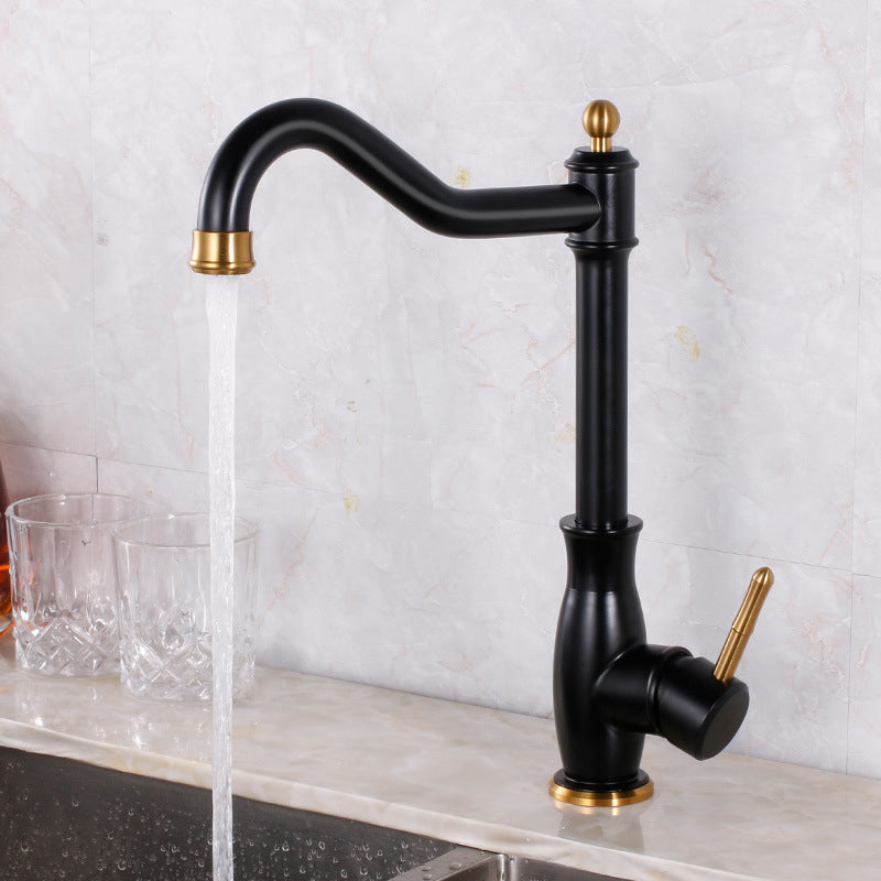 Traditional Single Level Lead Free Kitchen Faucet For Homes Black NALANI