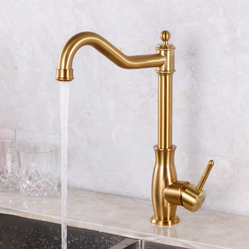 Traditional Single Level Lead Free Kitchen Faucet For Homes Gold NALANI