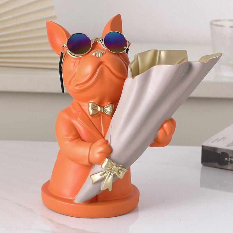 Trendy French Bulldog Vase Perfect for Home Decor and Gifting Orange NaLani