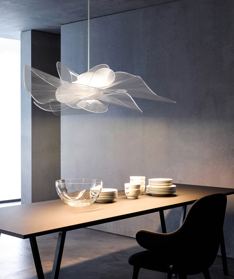 Tulle Like Floral Chandelier LED Cafe Pendant Light White NALANI