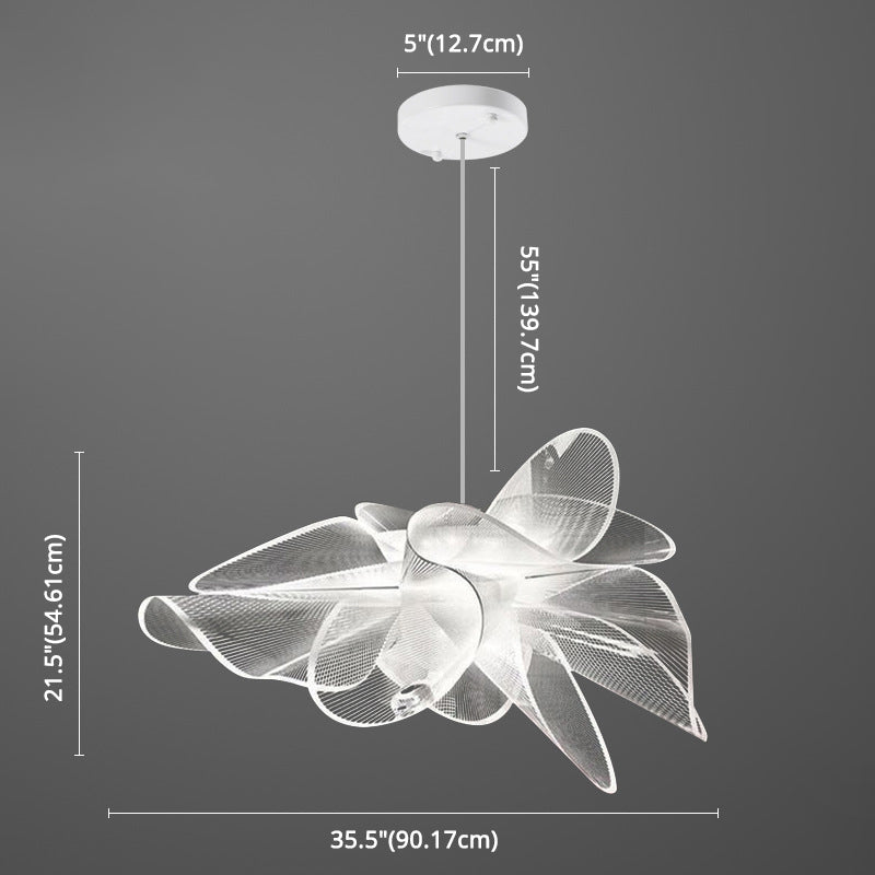 Tulle Like Floral Chandelier LED Cafe Pendant Light White NALANI
