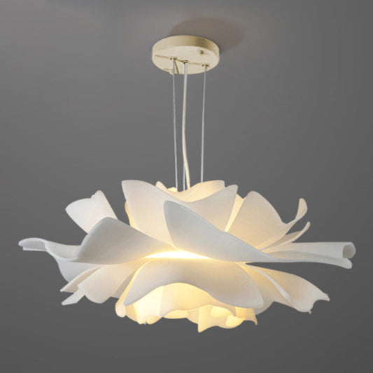 Tulle Like Floral Chandelier LED Cafe Pendant Light White White NALANI