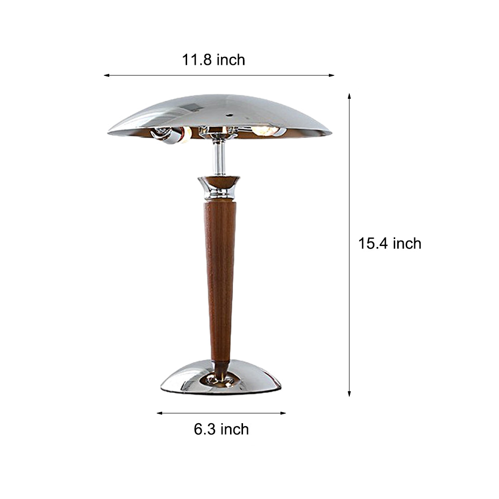 Vintage Chrome Iron Table Lamp with Mushroom Shade and 3-Stage Dimmer NALANI