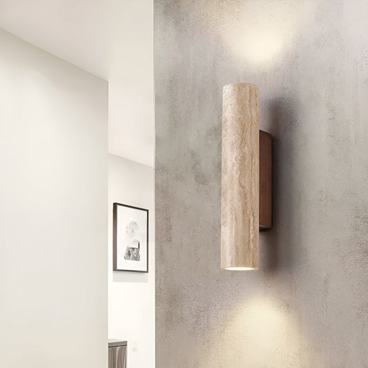 Wabi-Sabi Wall Lamp with Unique Travertine Design for Elegance Natural wood NaLani