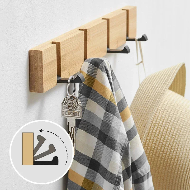 Wall Mounted Bamboo Coat Hook with 3 to 5 Hooks for Organization NaLani