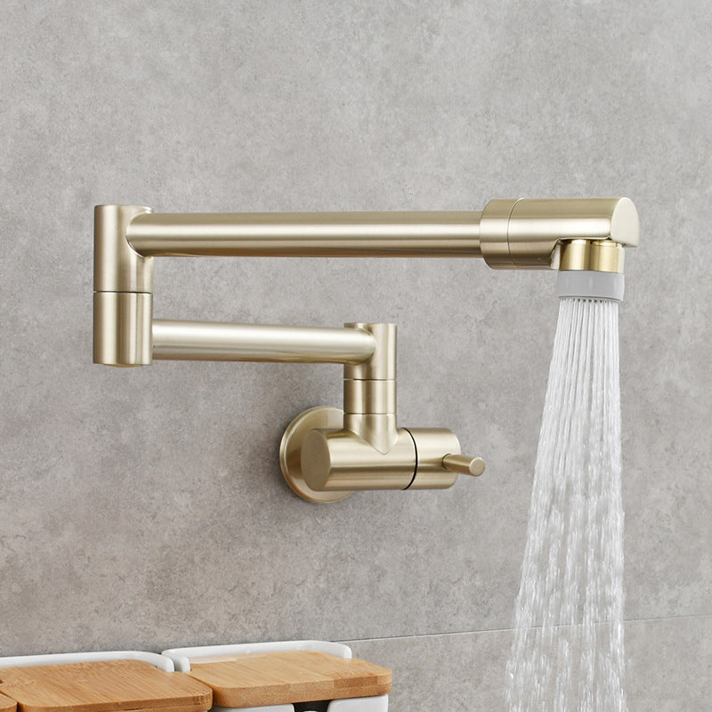 Wall Mounted Pot Filler Faucet With Pull Down Spout Handle Champagne Gold NALANI
