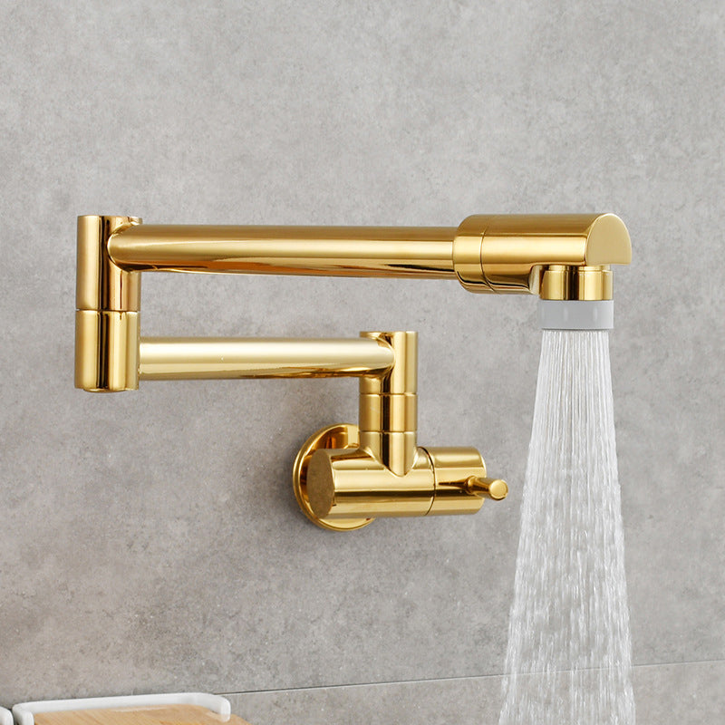 Wall Mounted Pot Filler Faucet With Pull Down Spout Handle Gold NALANI