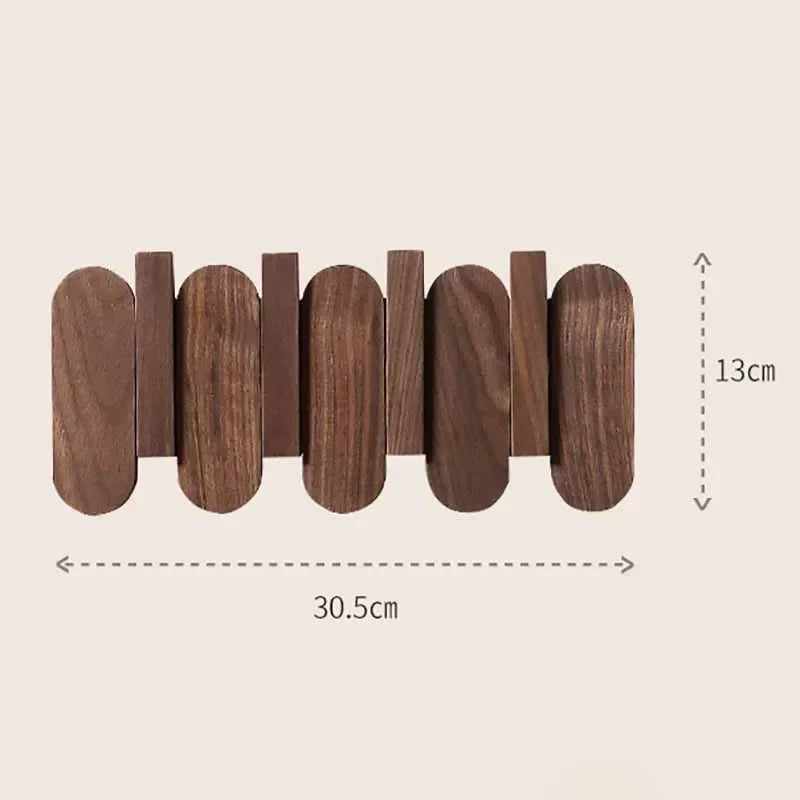 Walnut Wood Wall Coat Rack with Hooks for Stylish Storage 4 Hooks NaLani