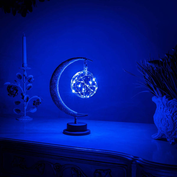 Warm Glass Moon Lamp For Enchanting Ambient Home Decor Blue NALANI