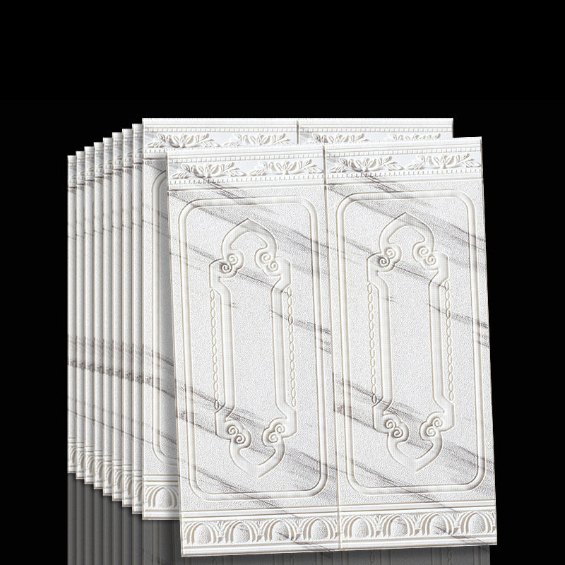 Waterproof 3D Wainscoting Peel And Stick Wall Panel Gray-White 10-Piece Set NALANI