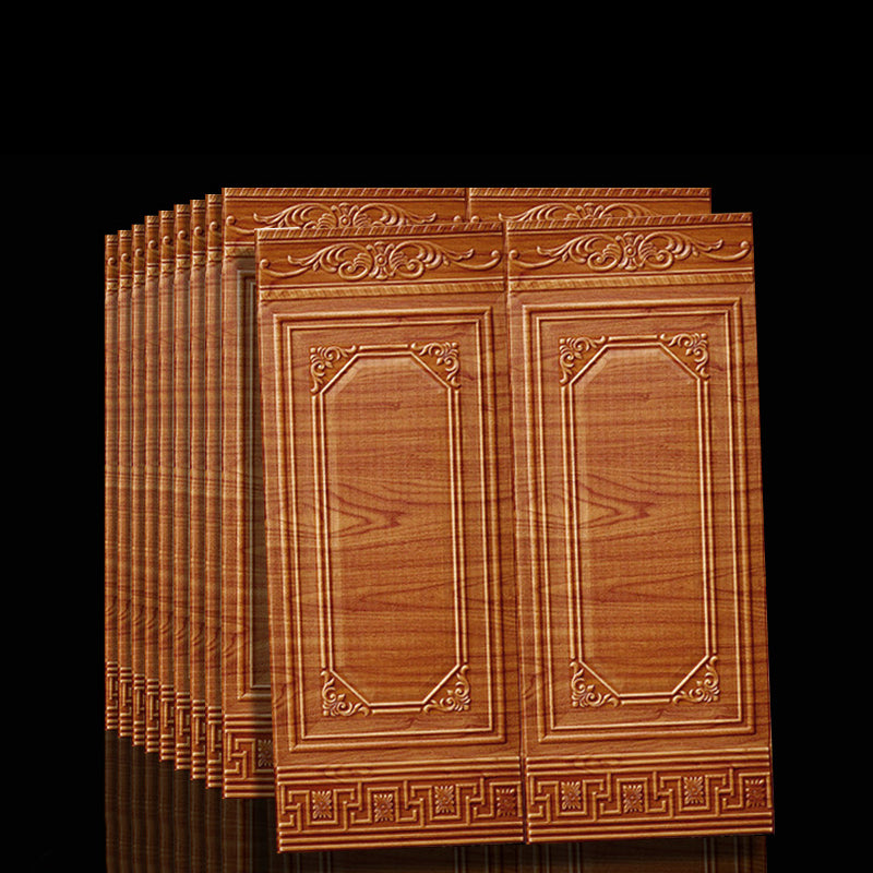 Waterproof 3D Wainscoting Peel And Stick Wall Panel Red Wood 10-Piece Set NALANI