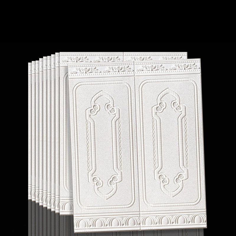 Waterproof 3D Wainscoting Peel And Stick Wall Panel Textured White 10-Piece Set NALANI