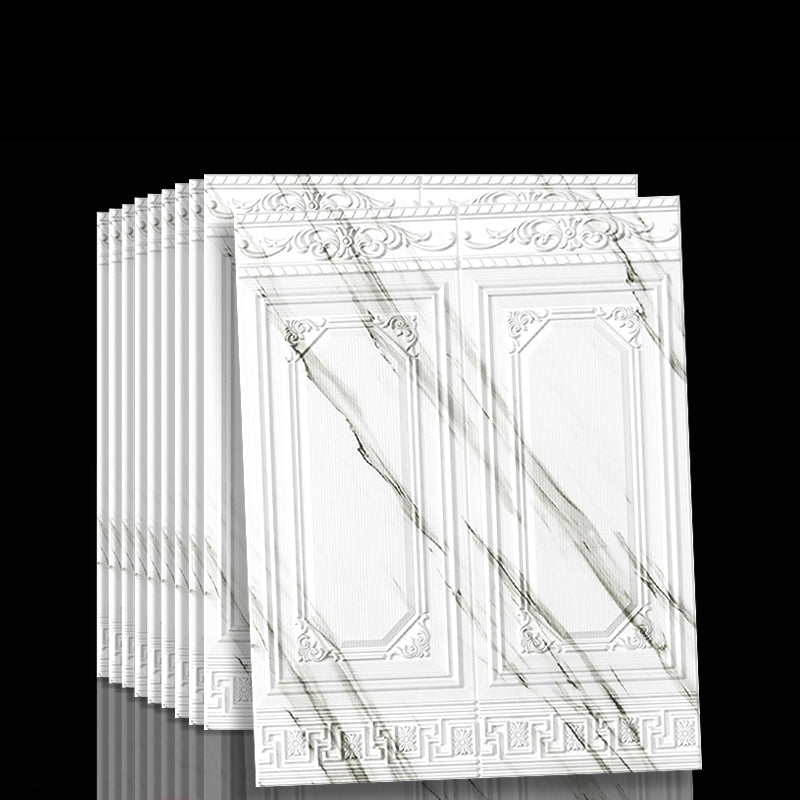 Waterproof 3D Wainscoting Peel And Stick Wall Panel White-Gray 10-Piece Set NALANI