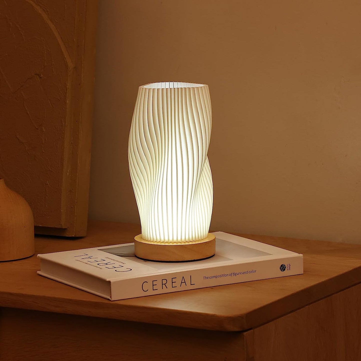 Wavecrest Table Lamp With Metal Base And Sculpted Shade NALANI