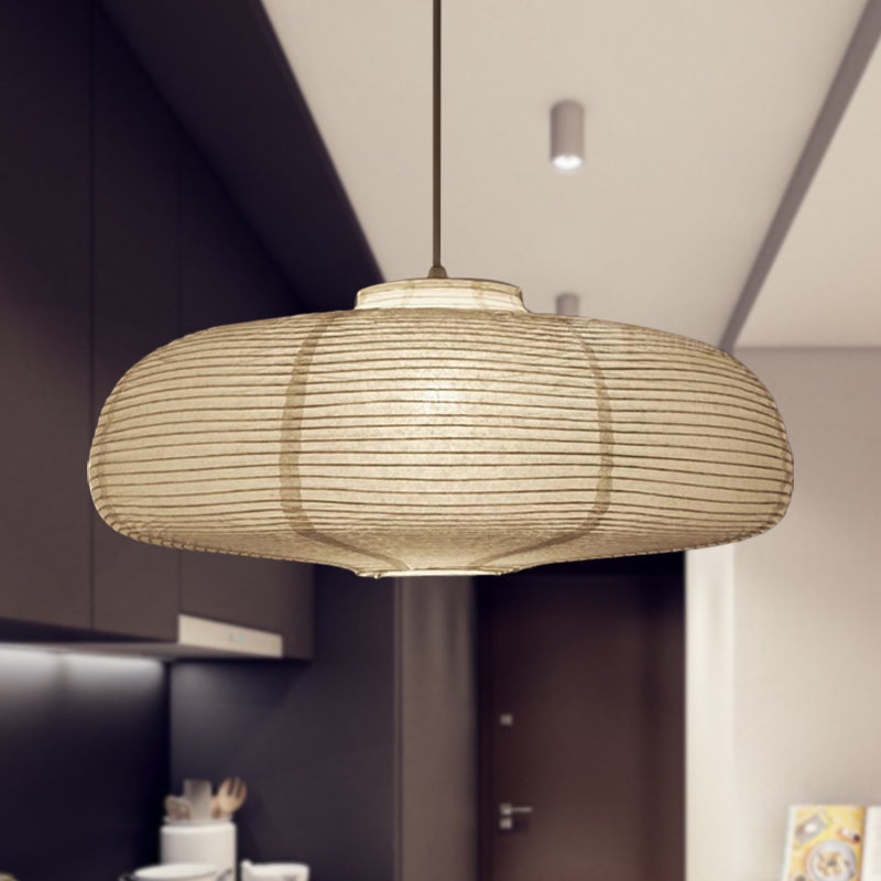 Wide Lantern Pendant Light With Paper Shade White 1 Light NALANI