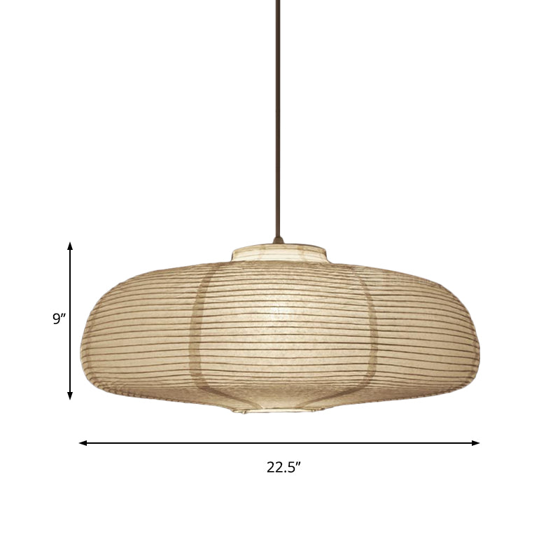 Wide Lantern Pendant Light With Paper Shade White 1 Light NALANI
