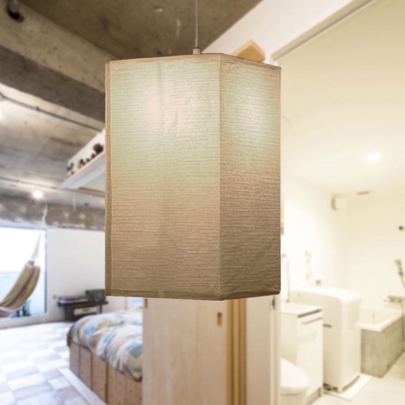 Wide Lantern Pendant Light With Paper Shade White 1 Light NALANI