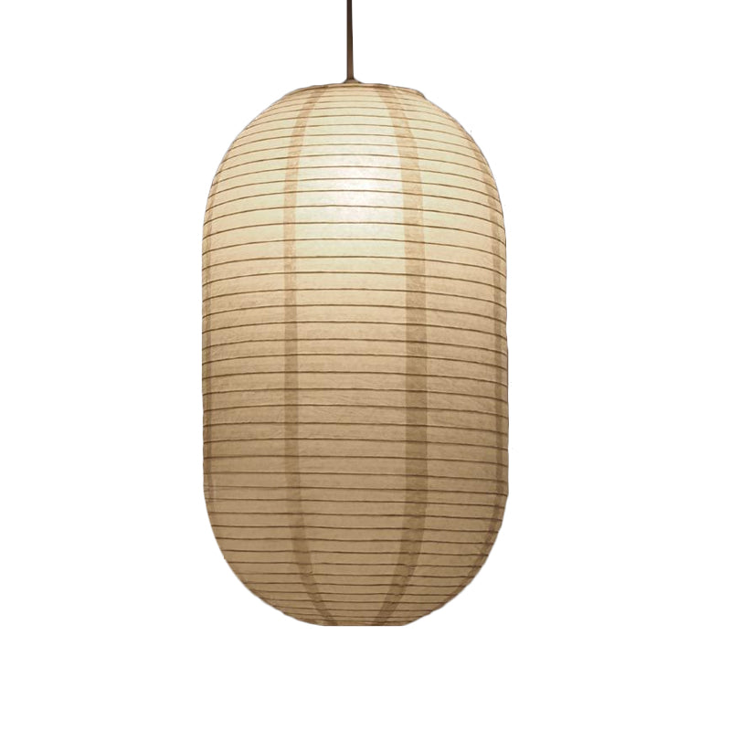 Wide Lantern Pendant Light With Paper Shade White 1 Light NALANI