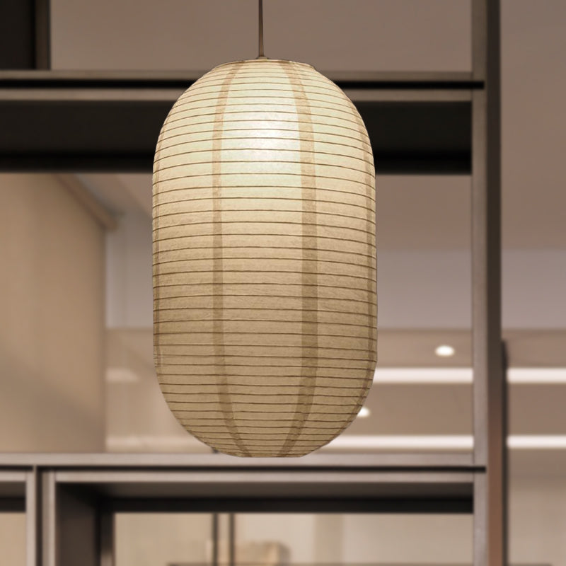 Wide Lantern Pendant Light With Paper Shade White 1 Light NALANI