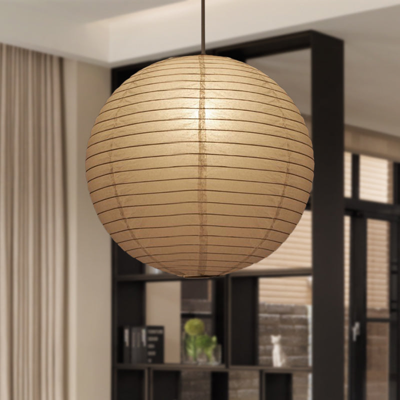 Wide Lantern Pendant Light With Paper Shade White 1 Light NALANI