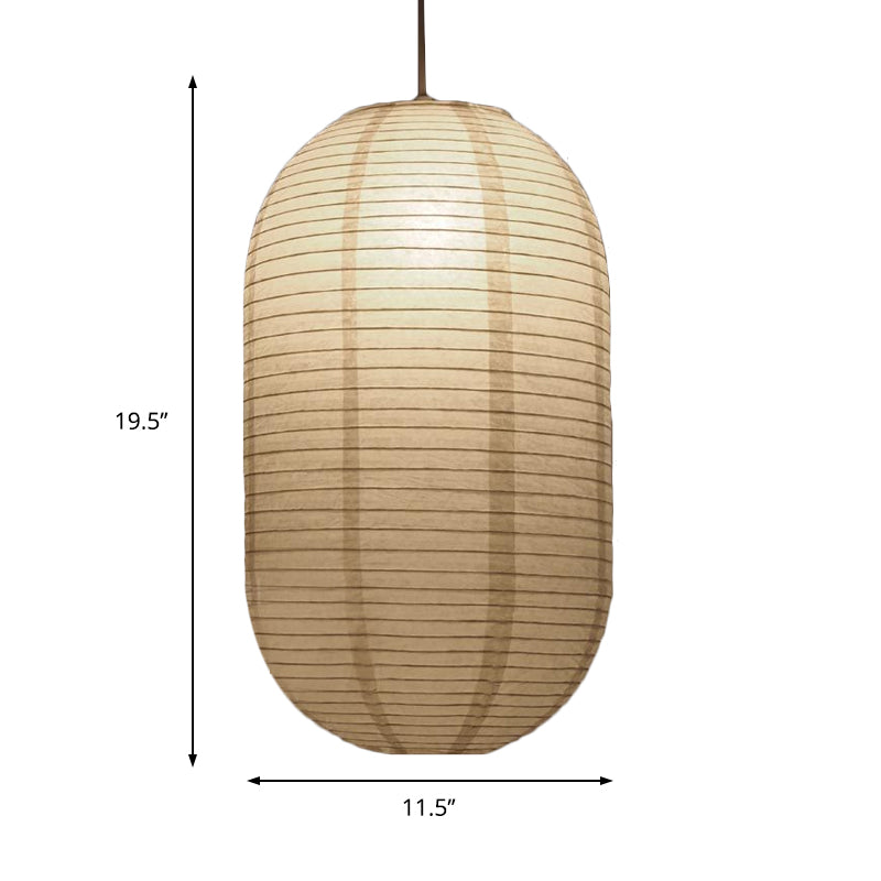 Wide Lantern Pendant Light With Paper Shade White 1 Light NALANI