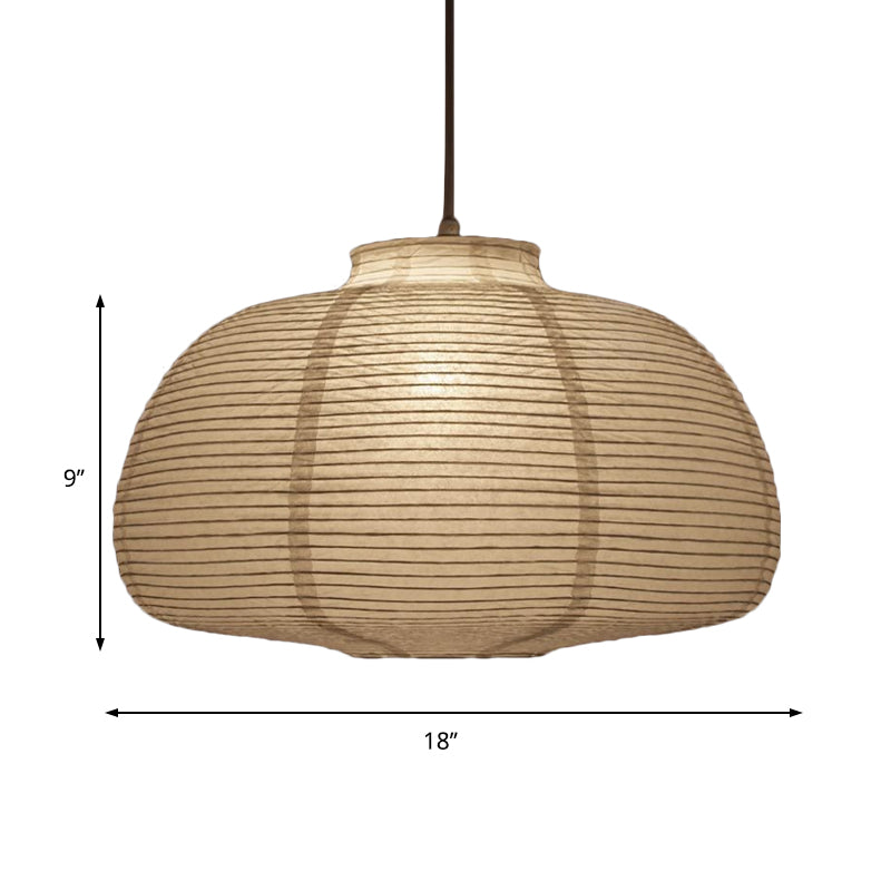 Wide Lantern Pendant Light With Paper Shade White 1 Light NALANI