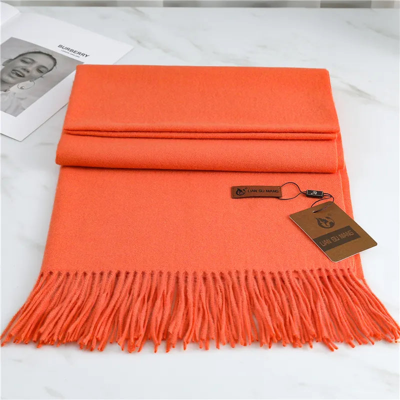Winter Crystal Cashmere Scarf For Cozy Warmth And Style ORANGE NALANI