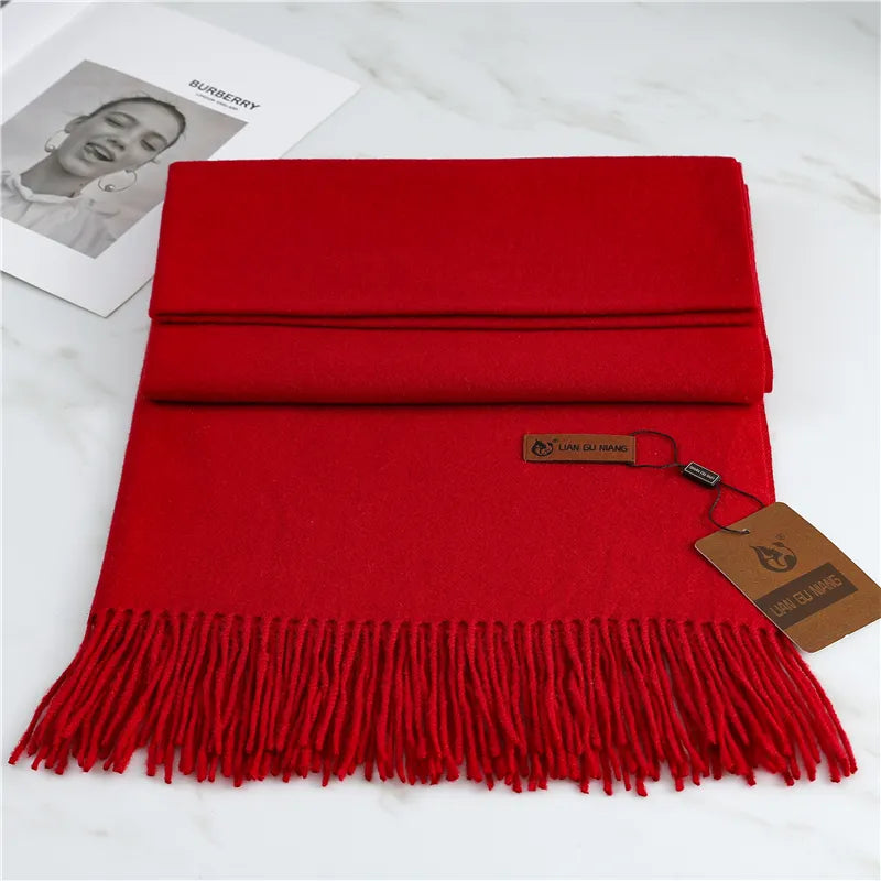 Winter Crystal Cashmere Scarf For Cozy Warmth And Style RED NALANI