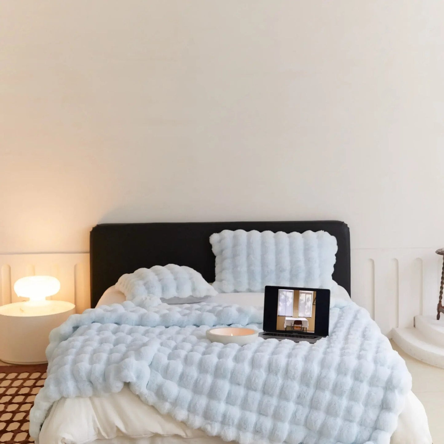 Winter Plush Blanket Cozy Warm Throw For Cold Nights Sky blue NALANI