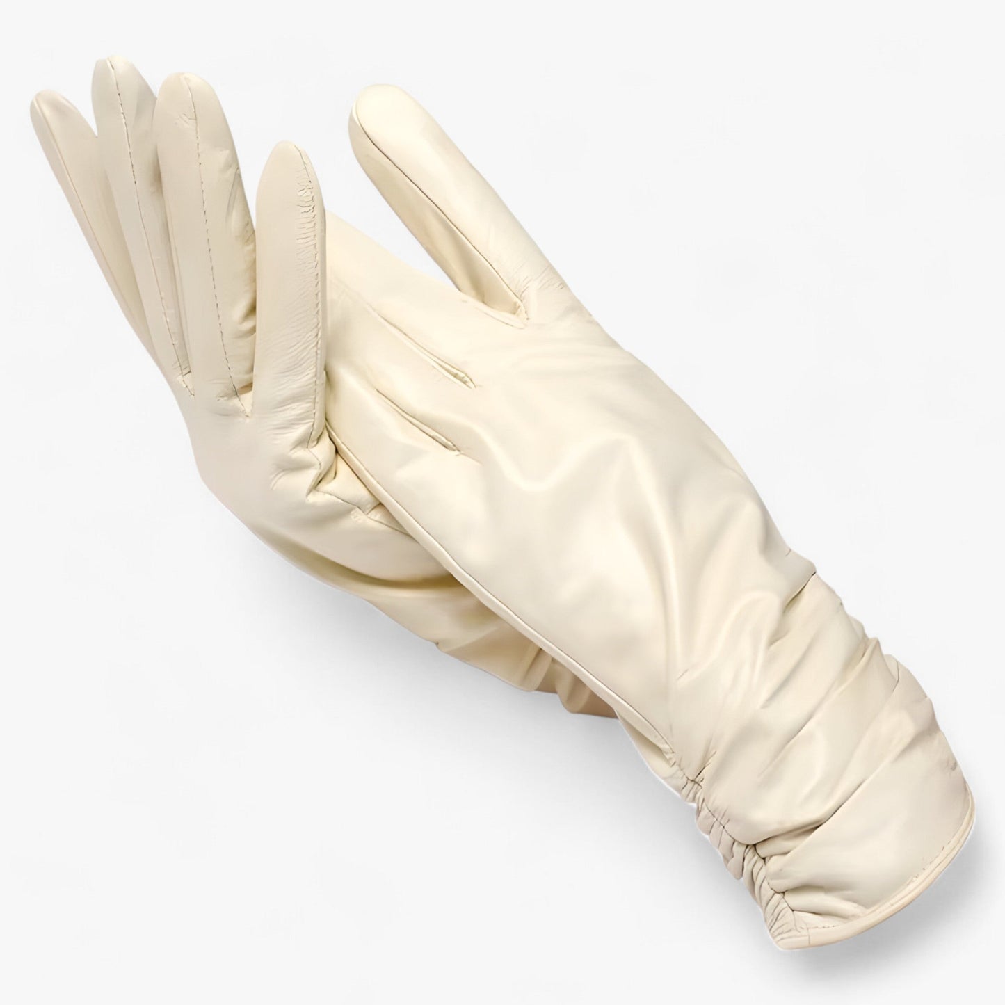 Women Sheepskin Leather Winter Gloves Elegant Warmth Beige NALANI