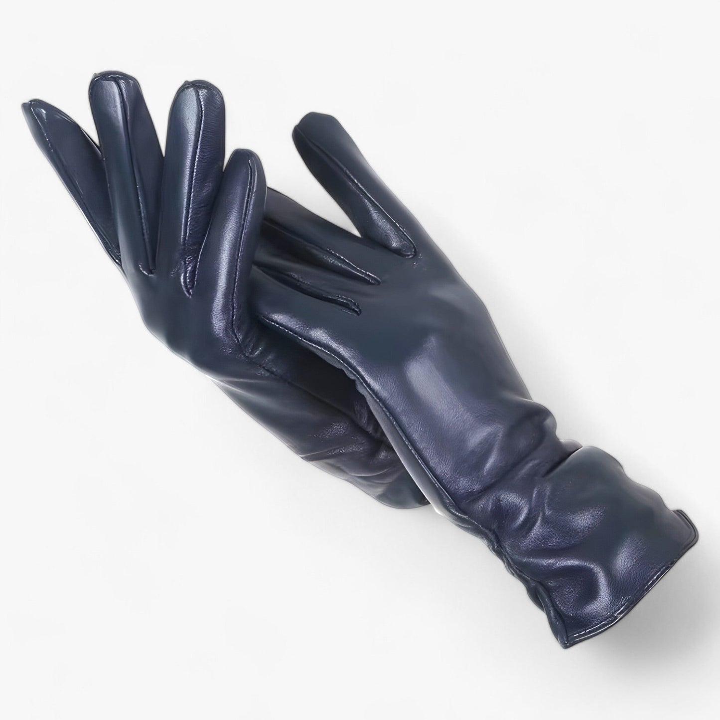 Women Sheepskin Leather Winter Gloves Elegant Warmth Navy blue NALANI