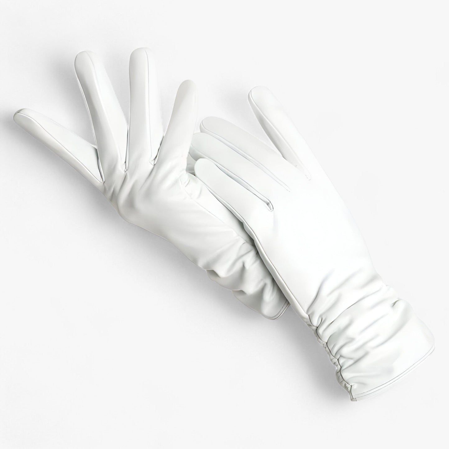 Women Sheepskin Leather Winter Gloves Elegant Warmth White NALANI