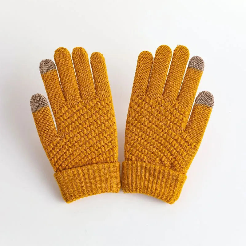 Women's Cashmere Knit Winter Gloves Warm Soft Stretch Fit Yellow One Size NALANI