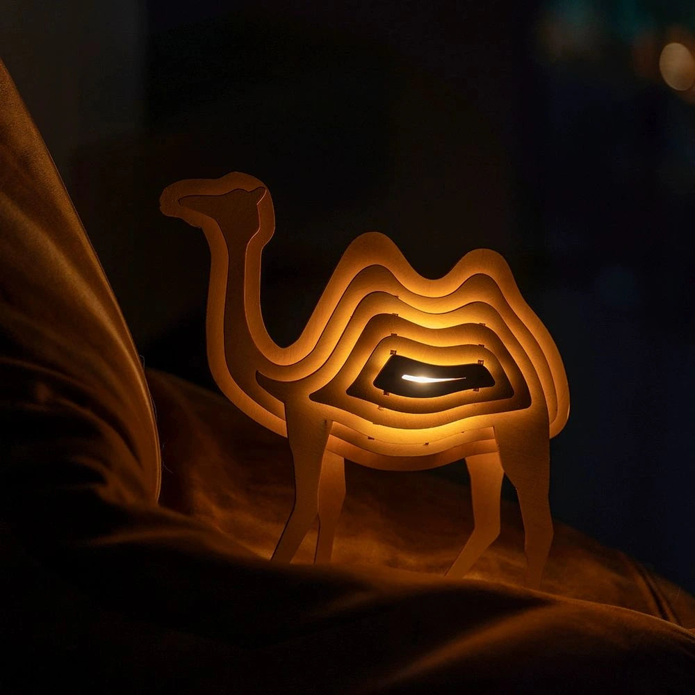 Wooden Animal Light Unique 3D Design Creative Home Decor Lamp Camel NaLani