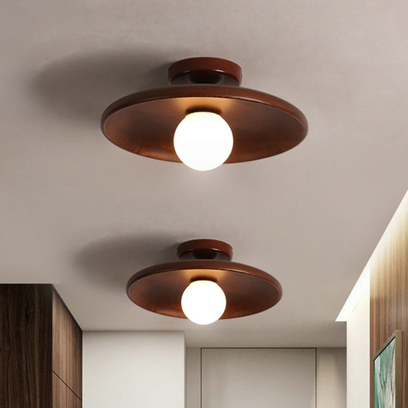Wooden Bowl Ceiling Lamp Minimalist Semi Flush Mount Light NALANI