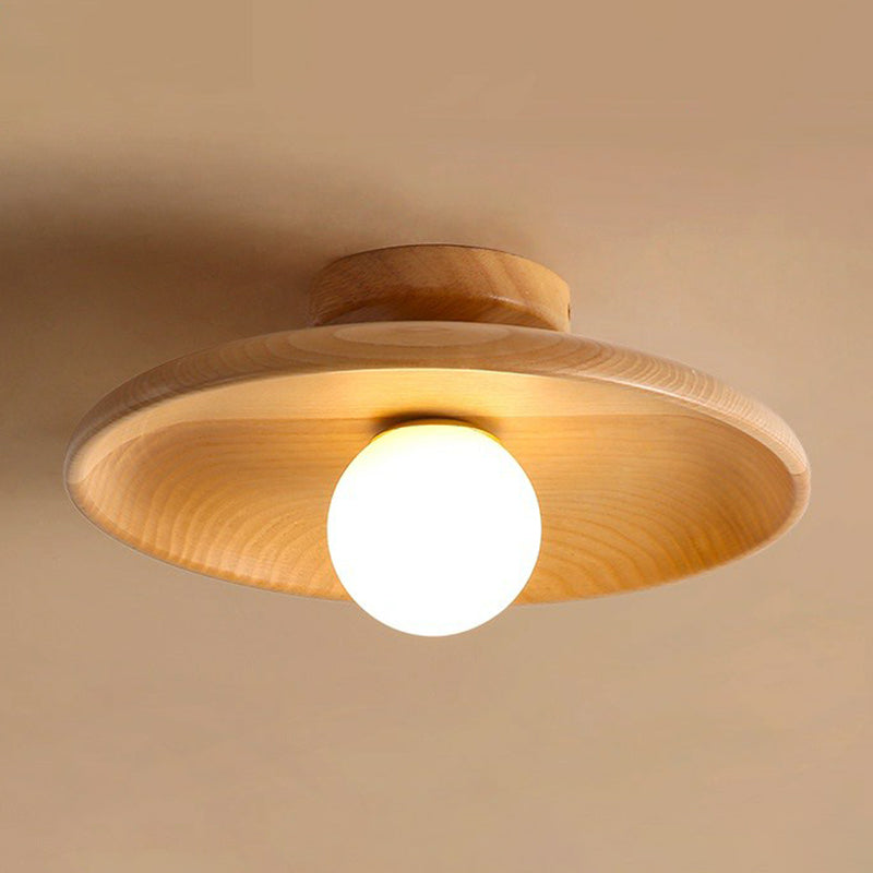 Wooden Bowl Ceiling Lamp Minimalist Semi Flush Mount Light NALANI