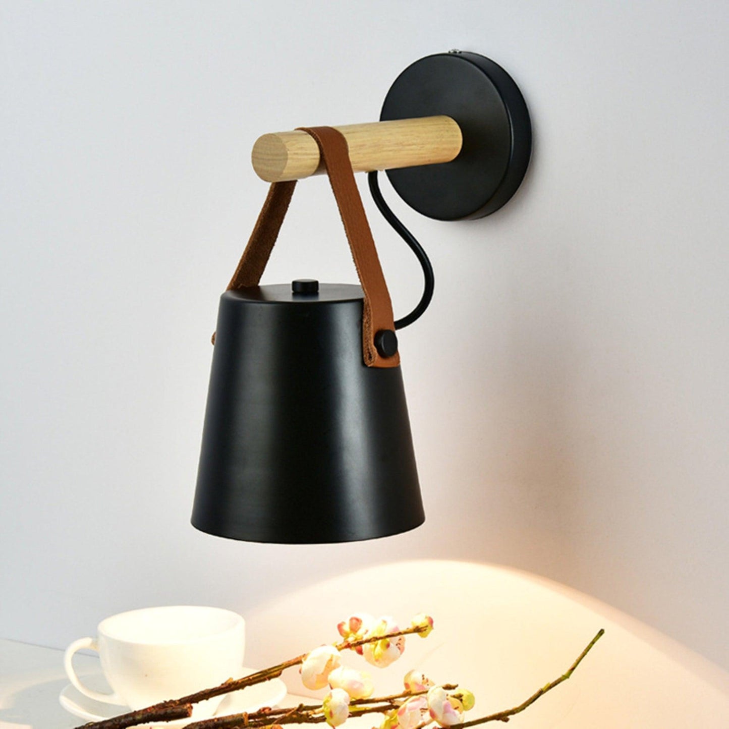 Wooden Conical Wall Light LED Energy Efficient Bedroom Lamp NALANI