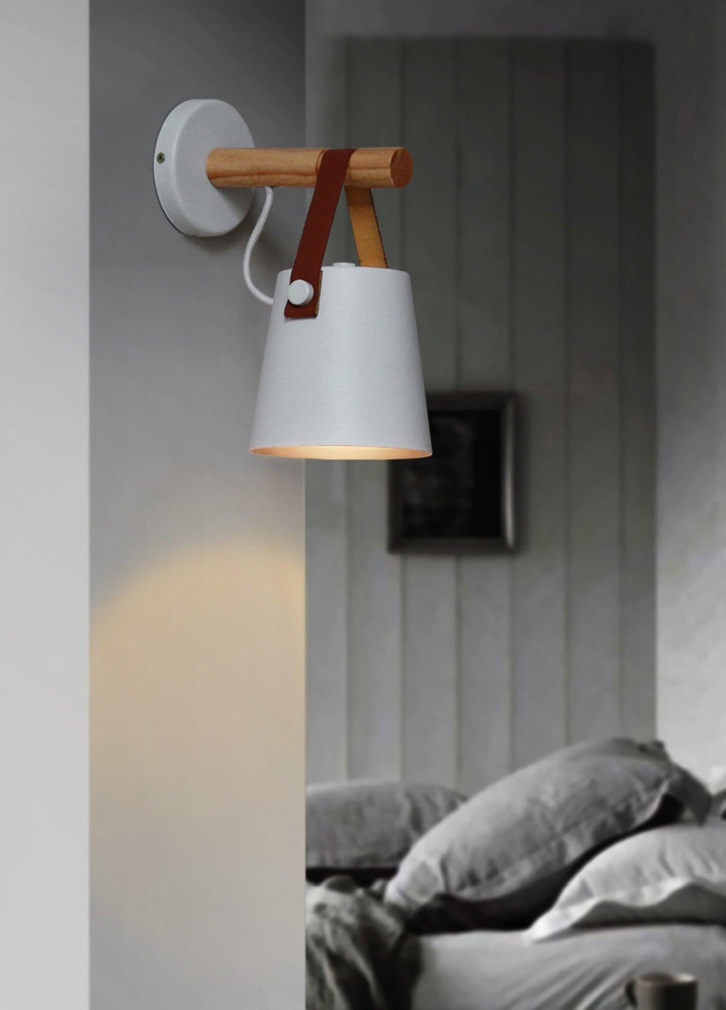 Wooden Conical Wall Light LED Energy Efficient Bedroom Lamp NALANI