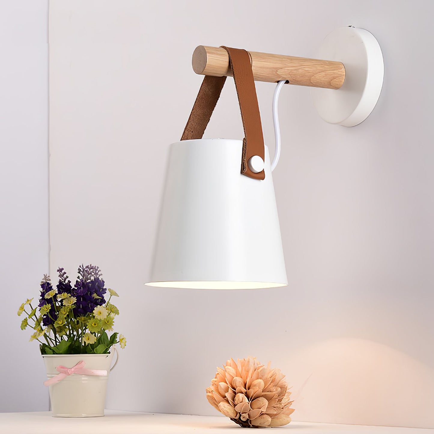 Wooden Conical Wall Light LED Energy Efficient Bedroom Lamp NALANI