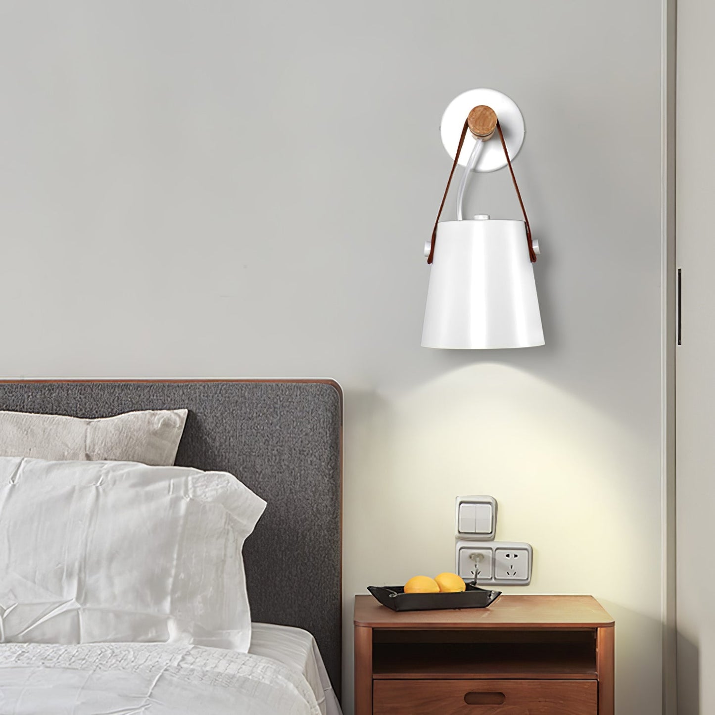 Wooden Conical Wall Light LED Energy Efficient Bedroom Lamp NALANI