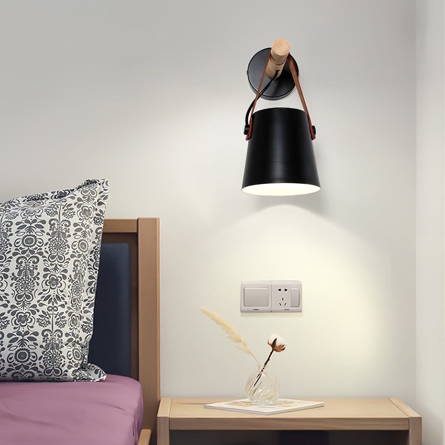 Wooden Conical Wall Light LED Energy Efficient Bedroom Lamp NALANI