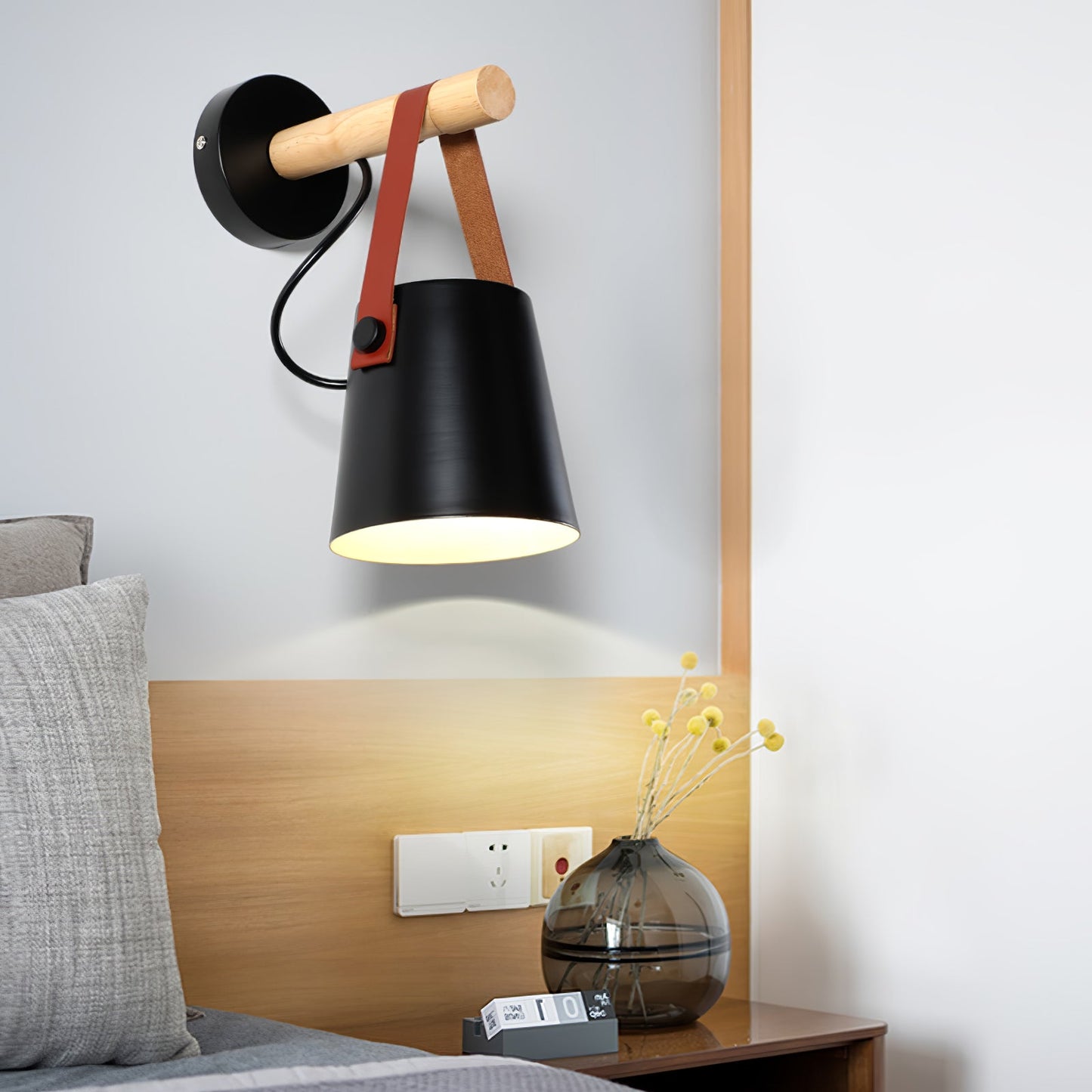 Wooden Conical Wall Light LED Energy Efficient Bedroom Lamp NALANI