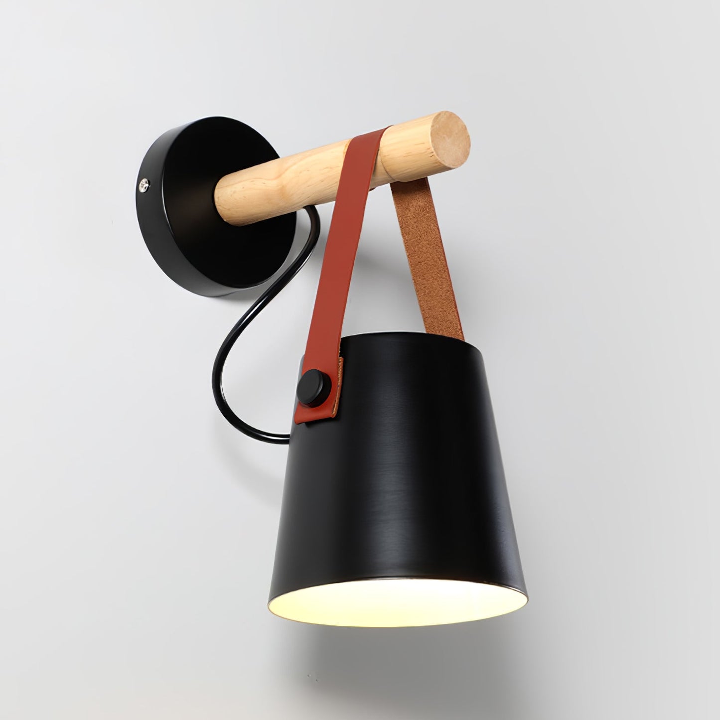 Wooden Conical Wall Light LED Energy Efficient Bedroom Lamp ∅ 5.1″ x H 8.7″ Dia 13cm x H 22cm Black NALANI