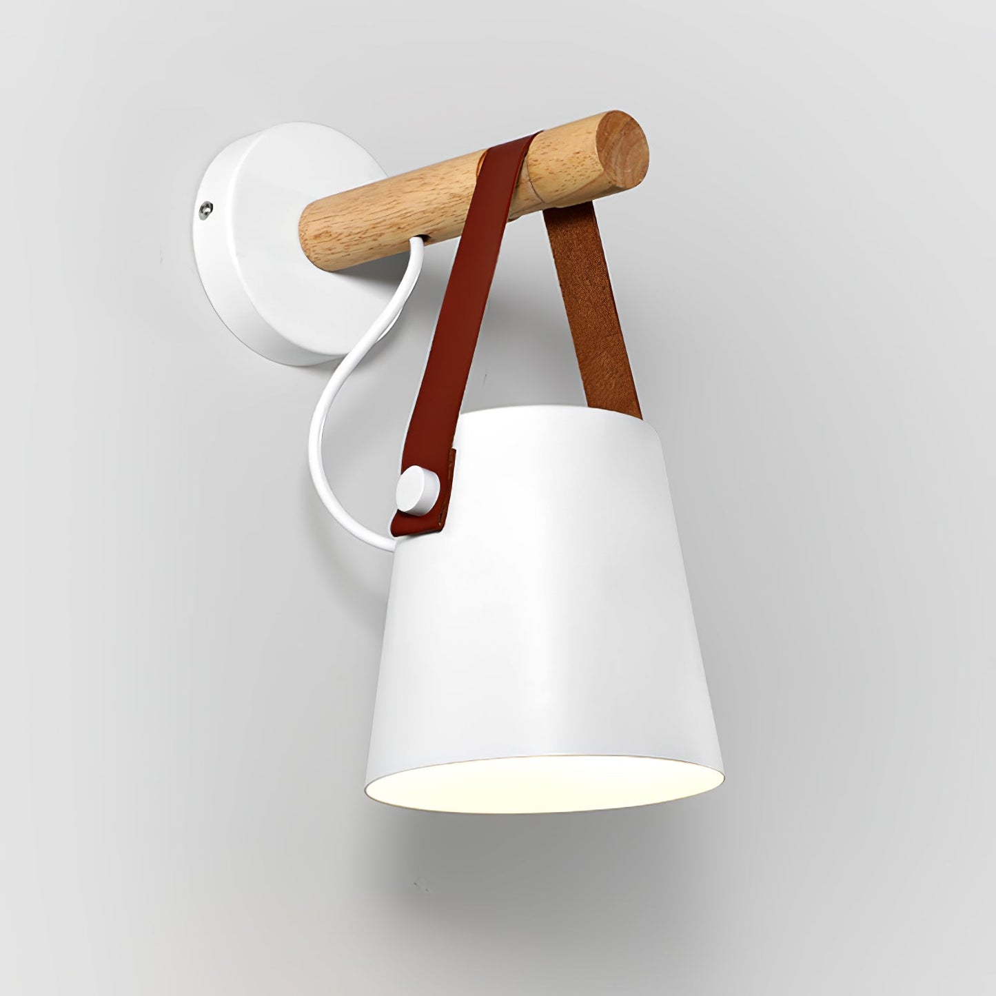 Wooden Conical Wall Light LED Energy Efficient Bedroom Lamp ∅ 5.1″ x H 8.7″ Dia 13cm x H 22cm White NALANI