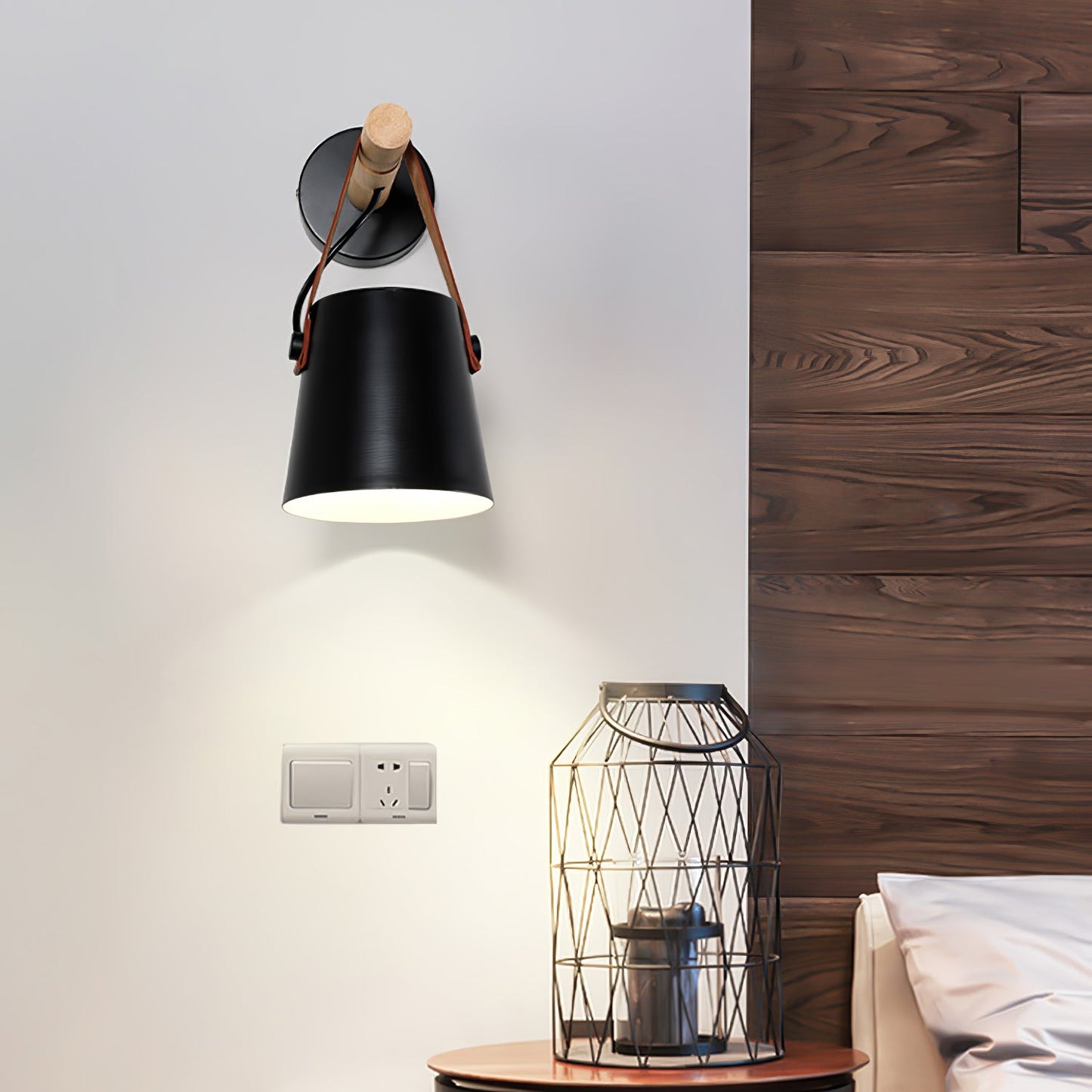 Wooden Conical Wall Light LED Energy Efficient Bedroom Lamp NALANI