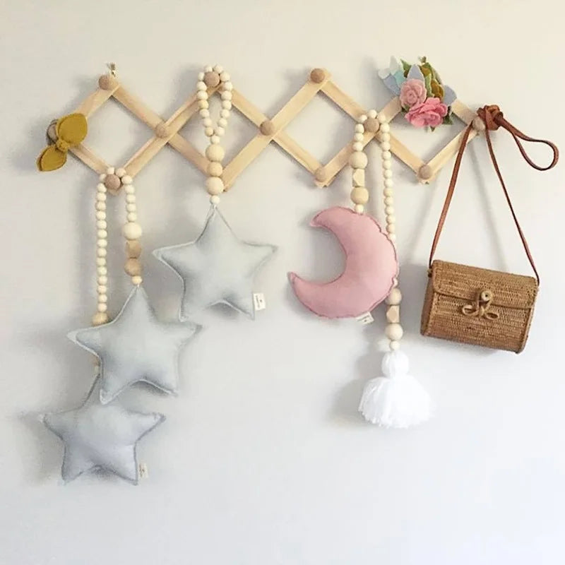 Wooden Pull-Out Clothes Hanger with Wall Hook for Coats and Hats NaLani