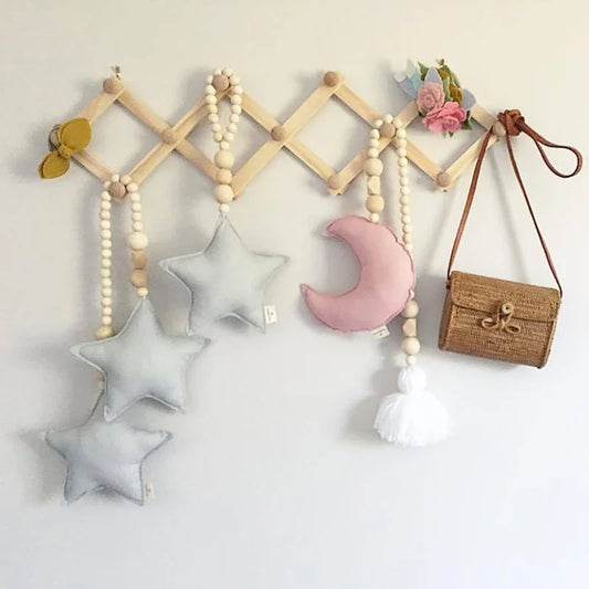 Wooden Pull-Out Clothes Hanger with Wall Hook for Coats and Hats NaLani