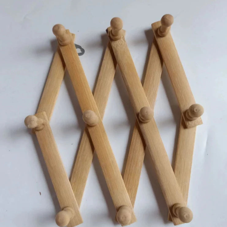 Wooden Pull-Out Clothes Hanger with Wall Hook for Coats and Hats NaLani