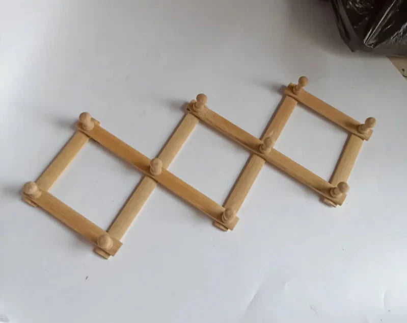 Wooden Pull-Out Clothes Hanger with Wall Hook for Coats and Hats Darkbrown NaLani